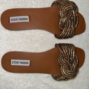 Steve Madden Gold Braided Slide Sandals